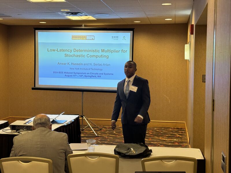 Anwar presenting our paper at the 2024 IEEE 67th International Midwest Symposium on Circuits and Systems ([MWSCAS](https://www.mwscas2024.org/))